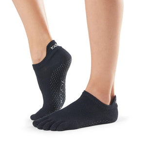 ToeSox Full Toe Low Rise Black Grip Socks - Small