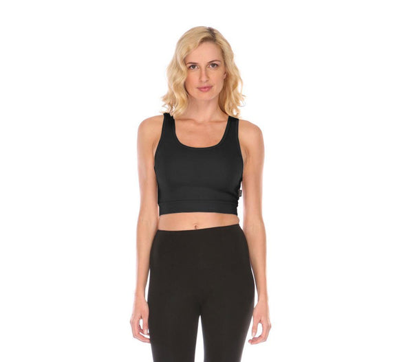 Bra30 Sporty Cropped Tank in Black